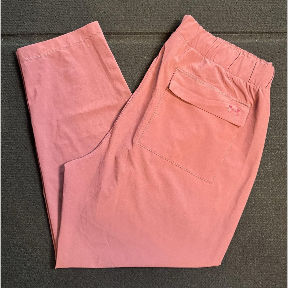 Under Armour Ankle Pants Womens Large Pink Relaxed Woven Athletic Jogger 1329473